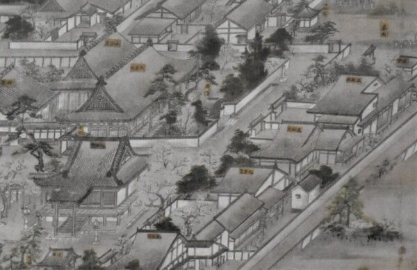 妙満寺の古図（複製）の部分　2022年3月17日　撮影：MKタクシー