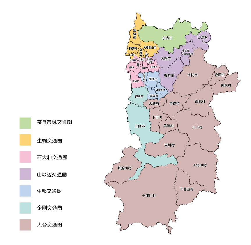 奈良県の営業区域図