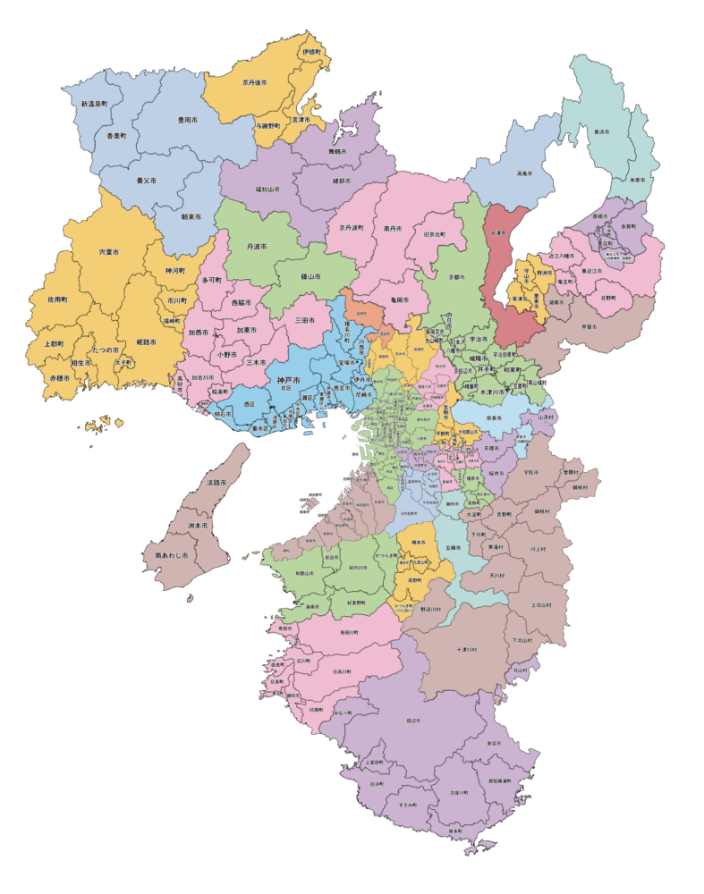 近畿の営業区域図