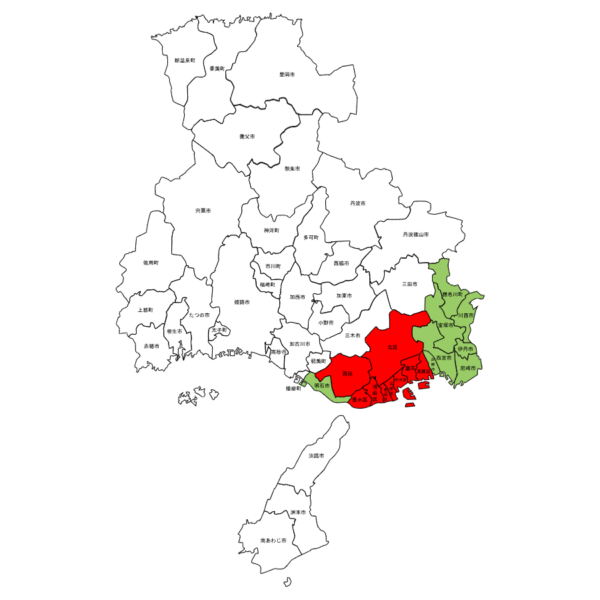 兵庫県と神戸市域交通圏