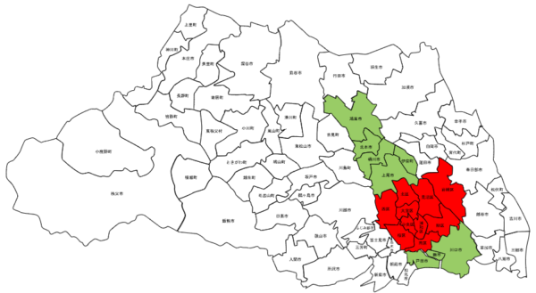 埼玉県と県南中央交通圏