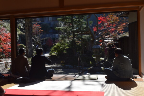 正寿院の本堂内から眺める紅葉　2020年11月14日　撮影：MKタクシー
